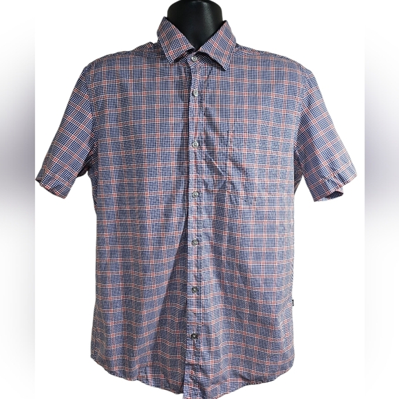 Hugo Boss Large Lightweight Short Sleeve Plaid Button Up Shirt - Picture 1 of 7